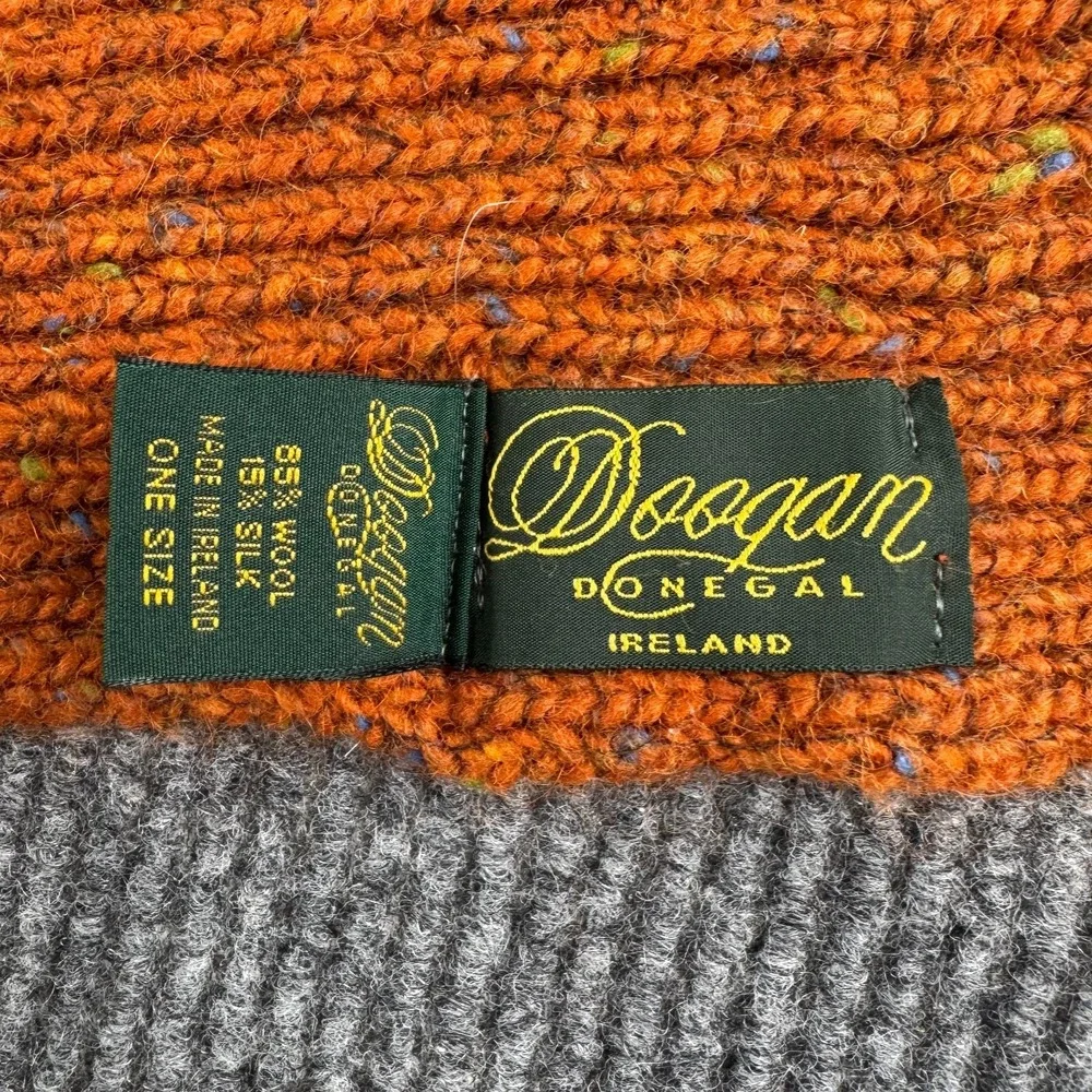 Doogan Donegal Ireland Scarf Orange Wool Silk Fringe One Size Unisex Winter Wrap
